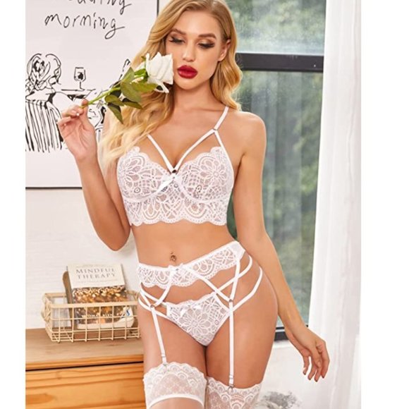 Lingerie Set with Garter Belts Sexy Bra and Panty - Picture 6 of 6